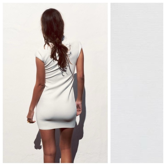 Zara White Bodycon Mini Dress with Black Pattern - Picture 4 of 11